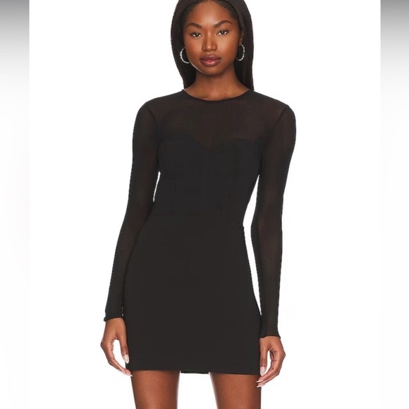 NBD Dresses & Skirts - NBD REVOLVE Anita mini dress size small black LBD mesh sleeves date night
